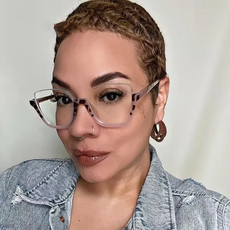 82052 Fashion Sexy Cat Eye Glasses Frame Women Luxury Half Frame Anti Blue Light Optical Lenses Eyeglasses Ladies Optical
