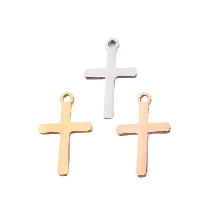 Wholesale Beaded Cross Pendant for Jewelry Making 10*13MM Gold Rose Tiny Cross Charms Accessories DIY Necklace and Bracelet