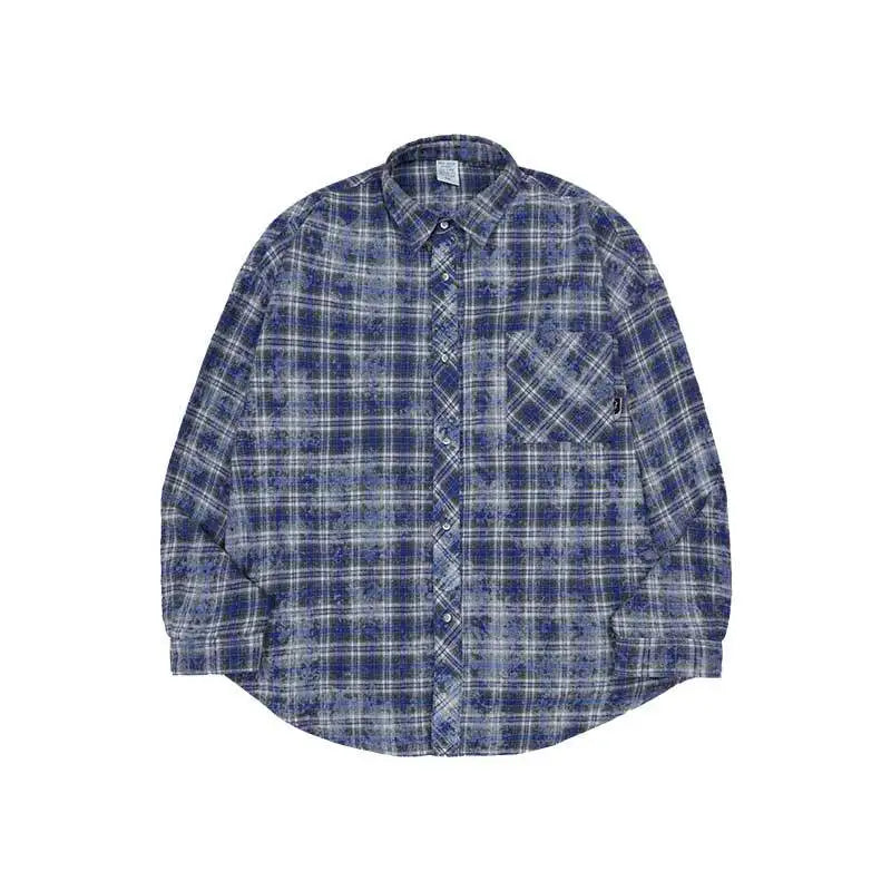 Wholesale Plaid Button up Shirt Oversized Plaid Shirt Men Vintage Blank Shirts