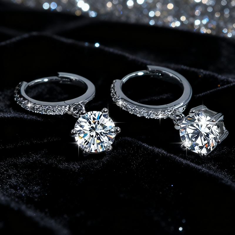Wholesale Classic Inlaid VVS D Color 1CT Moissanite S925 Sterling Silver Pendant Earrings Women Wedding Engagement Earrings
