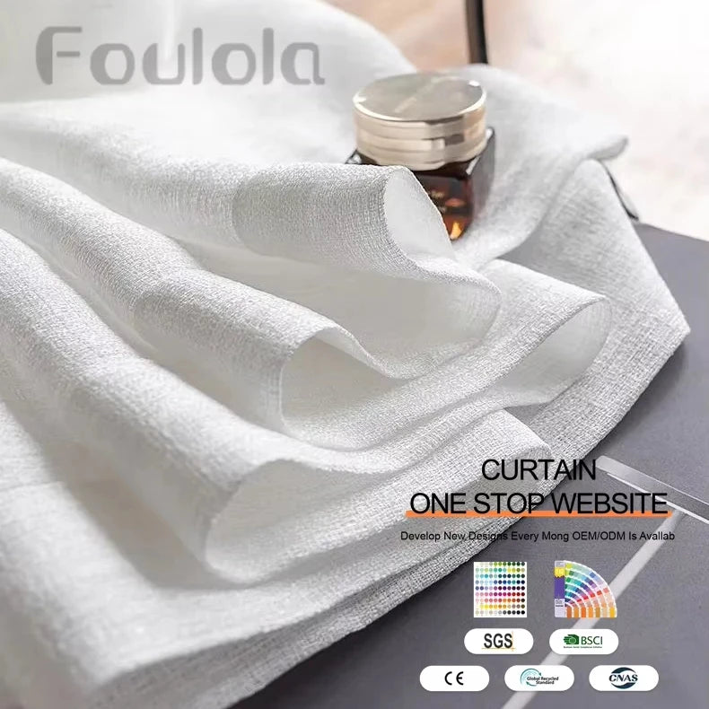 Hot Sale New Linen Style Solid Color Sheer Curtain Fabric