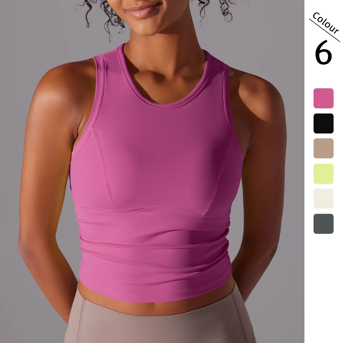 2025 Summer Women's Custom Logo Gym Fitness Shirts Breathable Lightweight Seamless Crew Neck Padded Crop Top Customizable Log