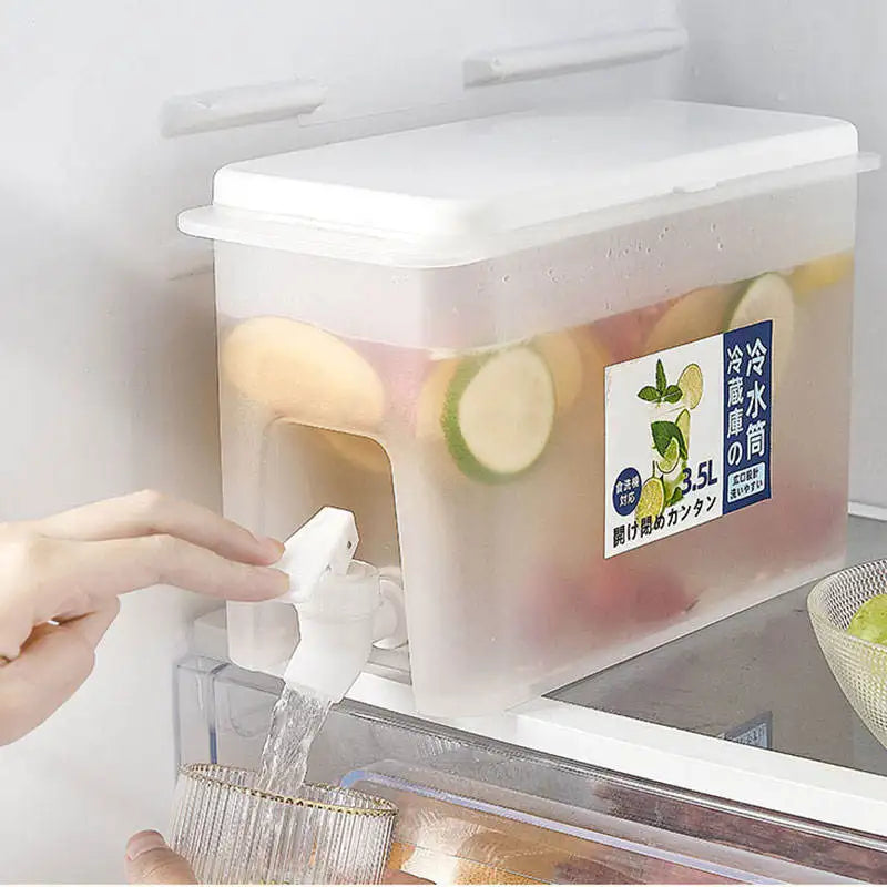 3.5L Transparent Plastic Beverage Juice Dispenser Cold Drink Jug Water Tank with Tap Tea Pots & Kettles