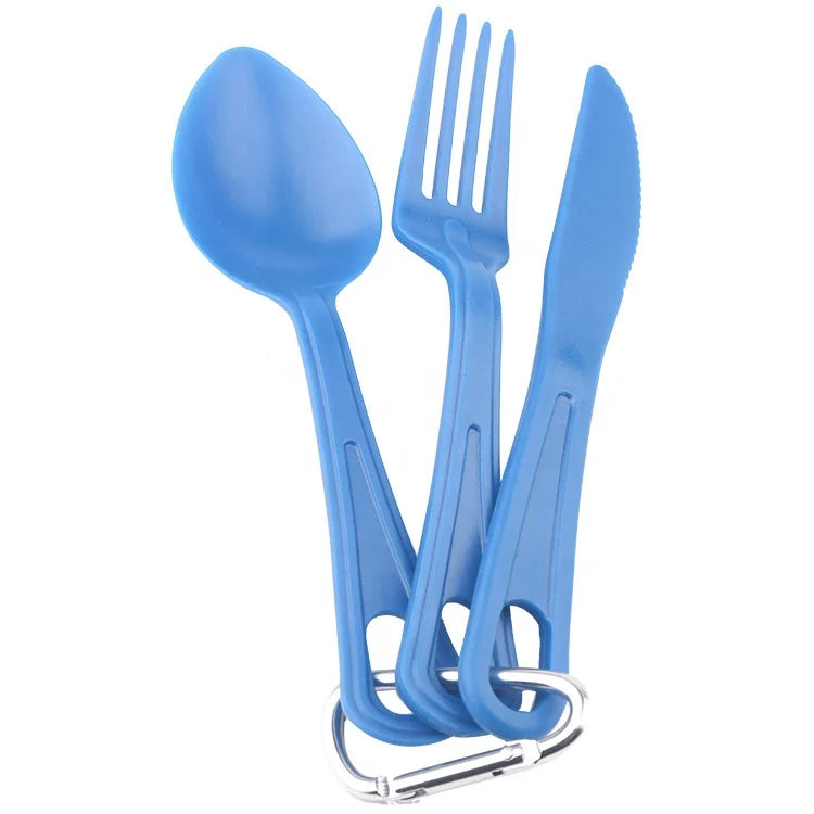 Outdoor Camping Knives Forks Spoons Cutlery Set  PP PC Picnic Reusable Tableware Set