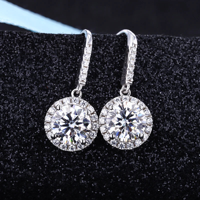 Starsgem Statement Women's Drop Earrings S925 Sterling Silver D VVS Moissanite Earrings