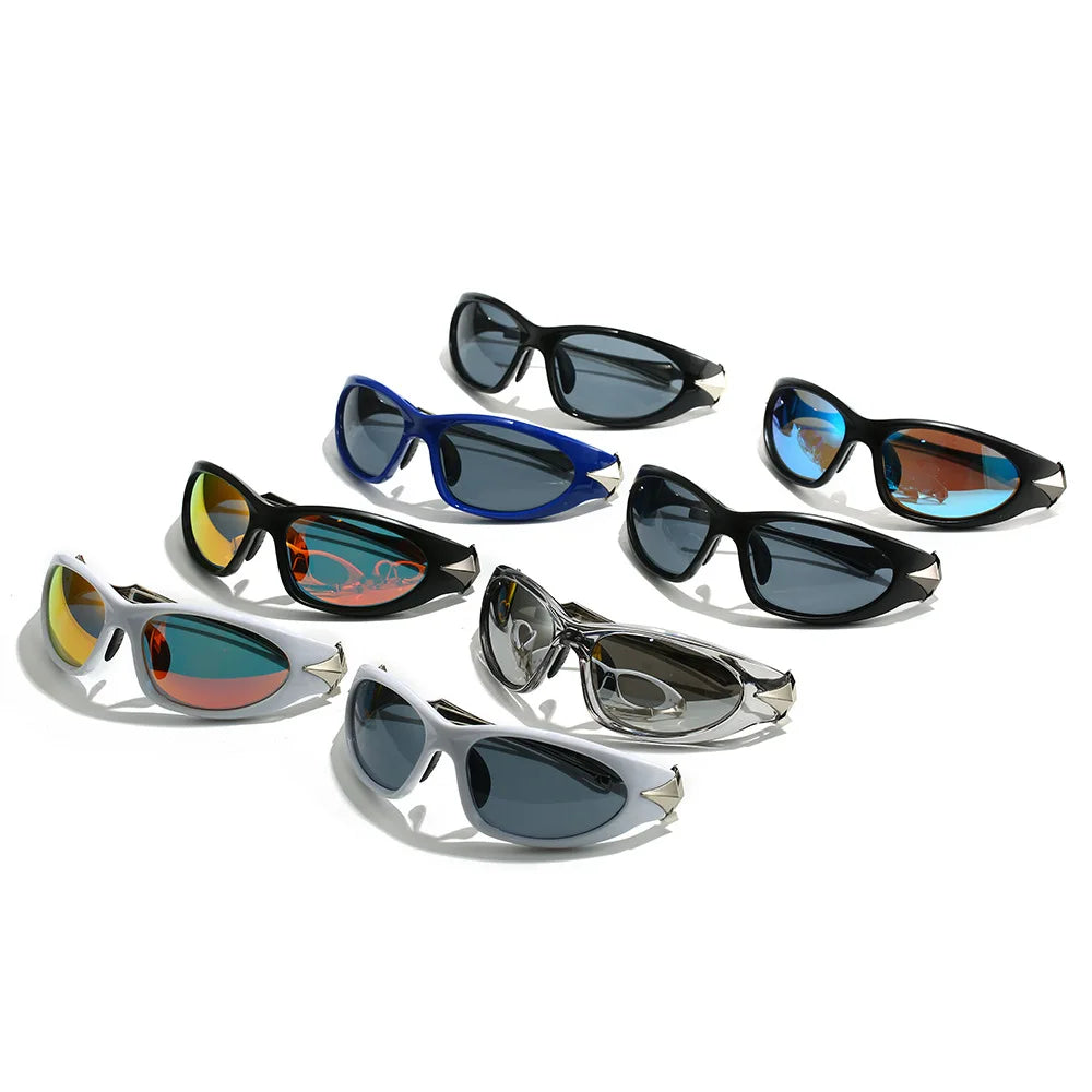 6772  Latest Oversized Sport Eyewear Wholesale Women Metal Frame Shades Mirror Y2K Style Popular Sunglasses
