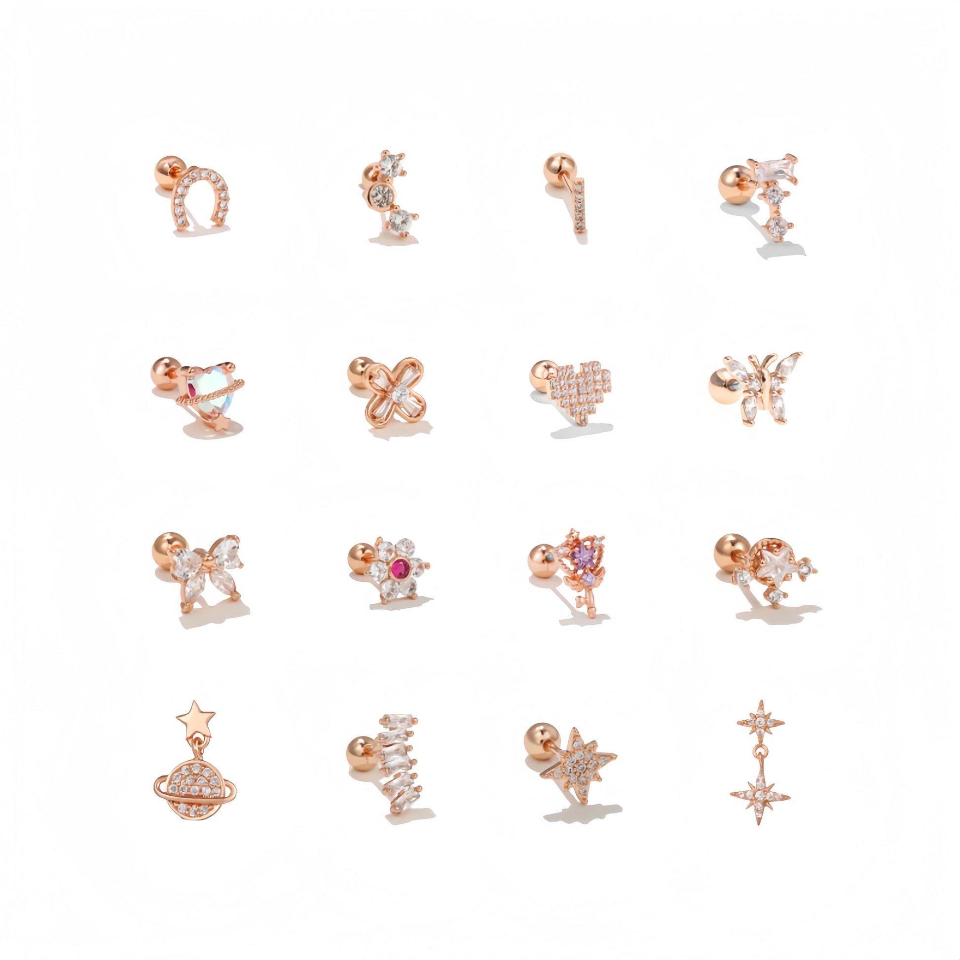 ZUOLA Custom Titanium Zircon Earrings Nose Labret butterfly Flower Ear Cartilage  Body Piercing Jewelry