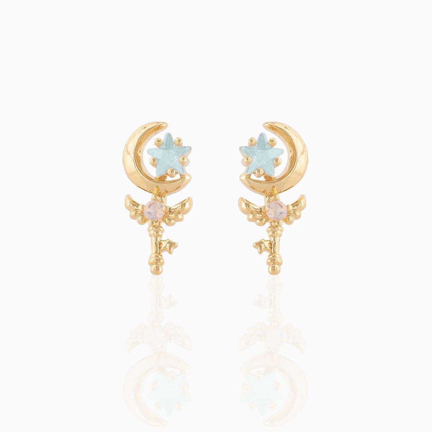 Hot 18k Gold Plated Star Moon Ladies Earrings Micro-inset Zircon Eco-friendly Brass Cute Studs Earrings for Women