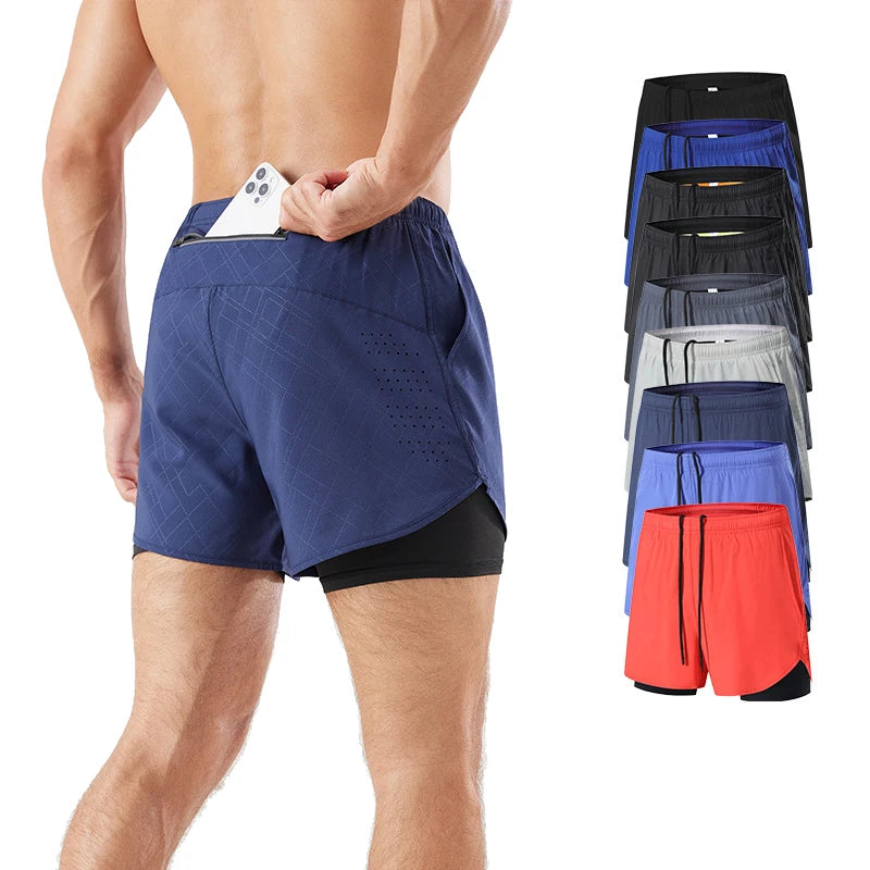 New Style Plus Size Quick Dry Men Gym Shorts Fitness Sports 2 in 1 Double Layers Shorts for Men Custom Logo Men's Jogger Shor