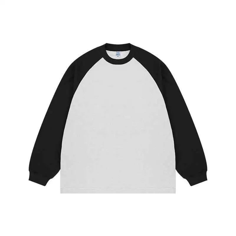 New Design 100% Cotton Knitted Casual Contrast Sleeve Two-Tone Baseball Long Sleeve Raglan T-Shirt Custom Logo Print Oversize