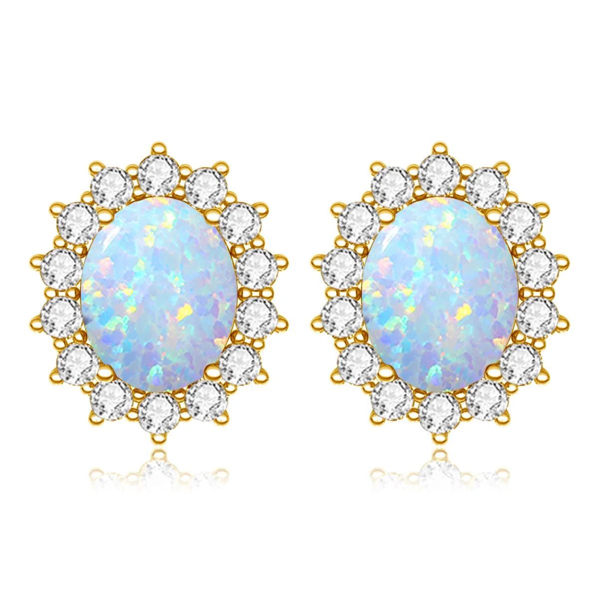 Classic Princess Diana Opal Stud Earrings in Sterling Silver Fine Jewelry for Elegant Style