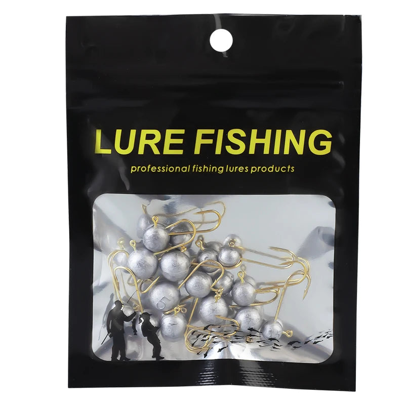 1.5g 2.5g 3.5g 5g 10pcs/bag Wholesale Lead Head Fishing Hooks Jigs Bait Root Hook for Soft Lure Ball Head Lead Hook