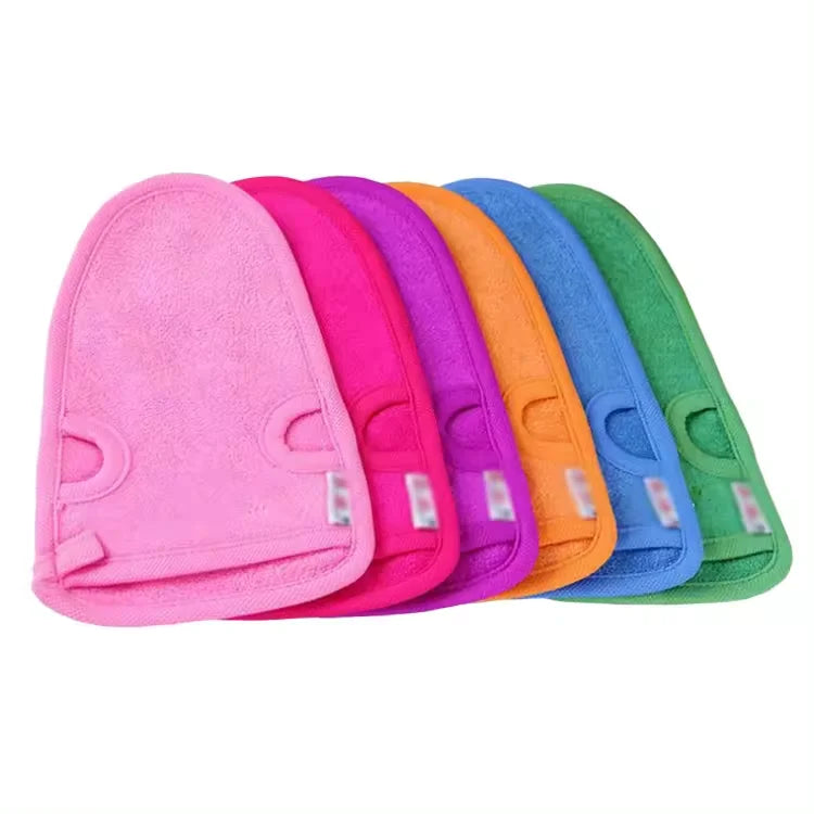 BL Bamboo Exfoliating Glove Custom Logo for Body Scrub Gloves Exfoliating Wholesale Shower Bath Glove