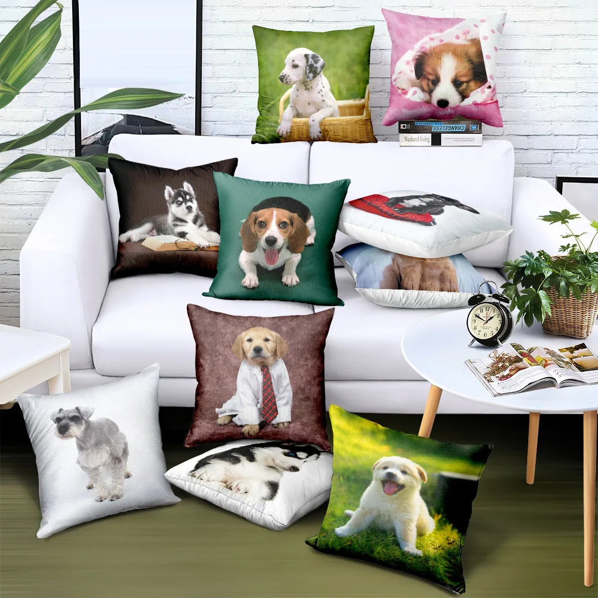 Amity Manufacturer Wholesale Animal Dog Print Car Headrest Throw Pillow Cover Home Decor Sofa Cushion Cover