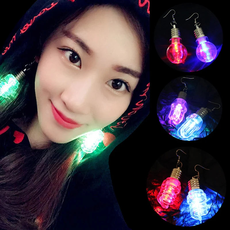 LED Glowing Luminous Light up Bulb Shape Earrings for Party Decorations Hot Sale Flashing Ear Accessories Club Bar Eardrop