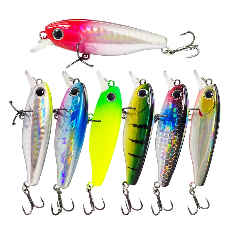 WEIHE 60mm 7g 10Colors Artificial Hard Fishing Bait Sinking Minnow Lures for Freshwater Saltwater Casting Trout Fishing