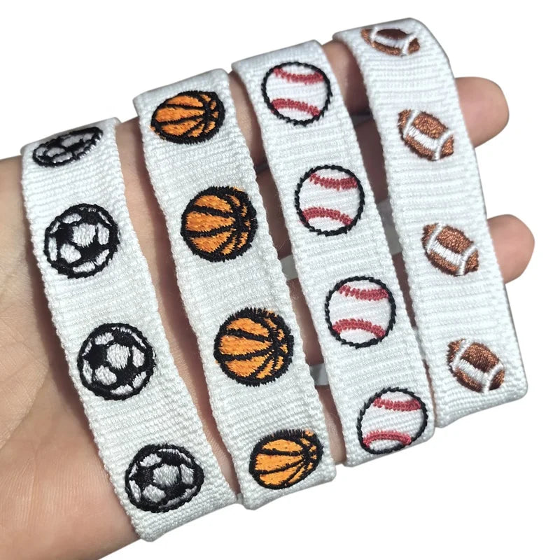 2024 Personalized Custom Design Football Basketball Baseball Rugby School Game Day Embroidery Woven Charm Bracelet