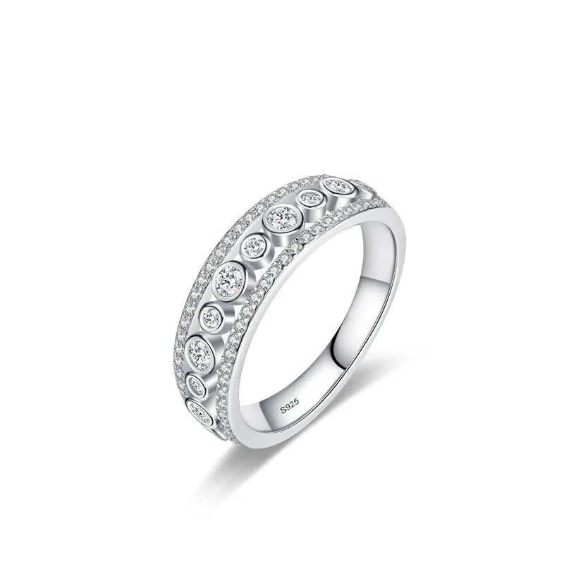 Wholesale New Design 925 Sterling Silver Ring Trendy Zircon Full Diamond Exquisite Engagement Ring for Women