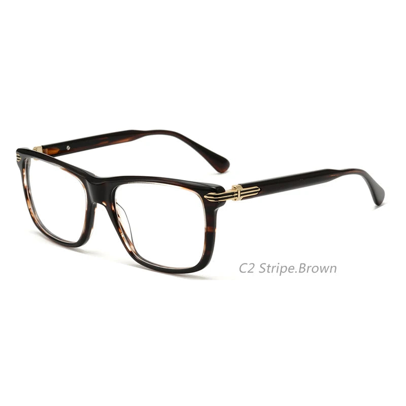 Simple Black Square Rivets Decorative Acetate Eyeglass Frames for Men and Women