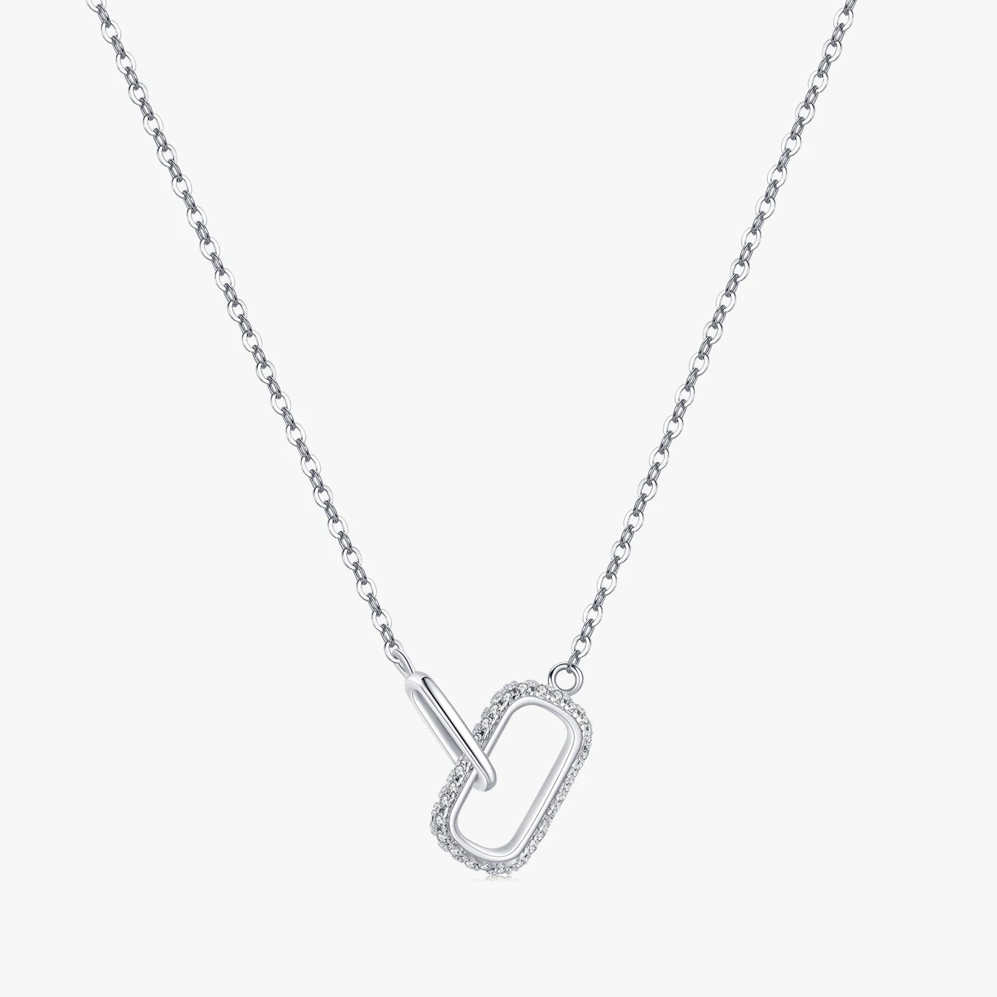 Romantic Lock Design Sparkling Clear CZ Necklace 925 Sterling Silver Chain Necklace for Women Fine Jewelry Wedding Gift