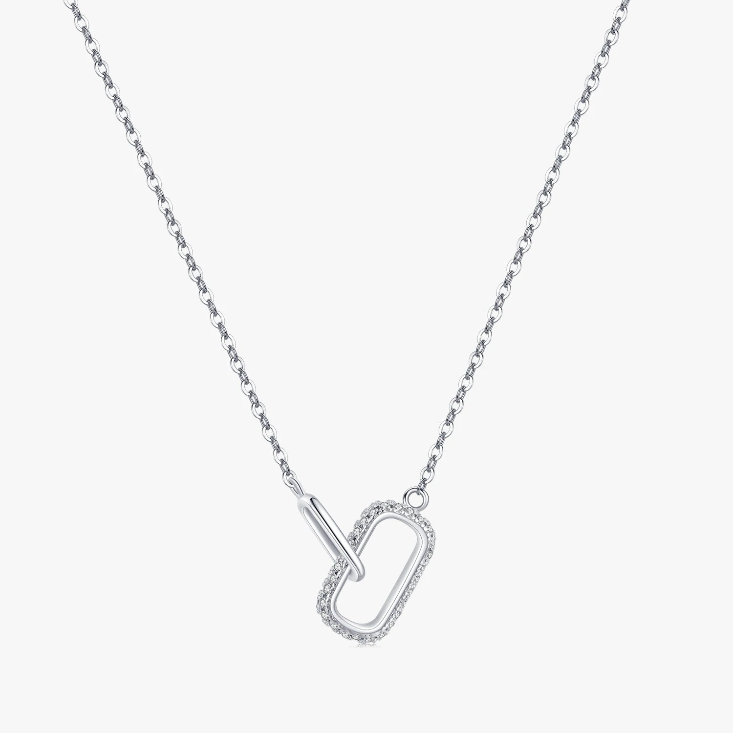 Romantic Lock Design Sparkling Clear CZ Necklace 925 Sterling Silver Chain Necklace for Women Fine Jewelry Wedding Gift