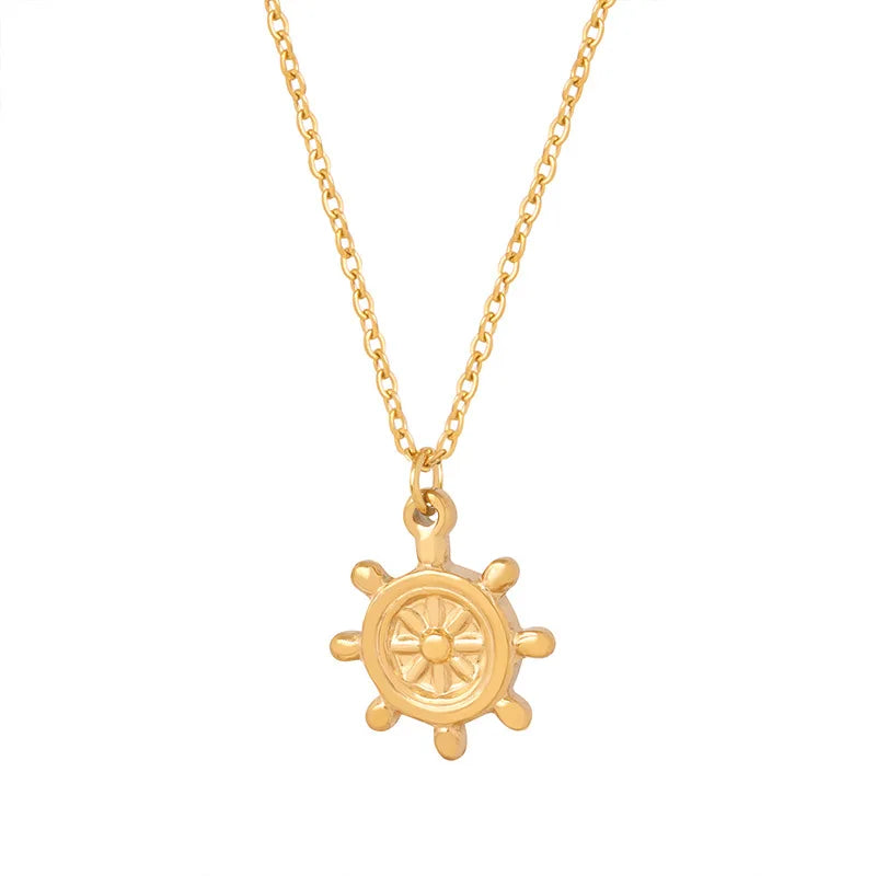 Ocean Ship Carousel Stainless Steel Pendant Necklace 18k PVD Electroplating Gold Plated Titanium Steel Jewelry Necklace