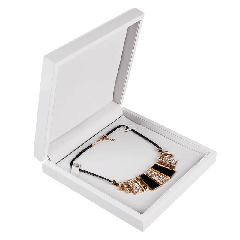 Special Offer Custom Mdf Wooden Jewelry Holder Boxes Necklace Combination Set Gift Box White Glossy Lacquer Jewel Case Packag