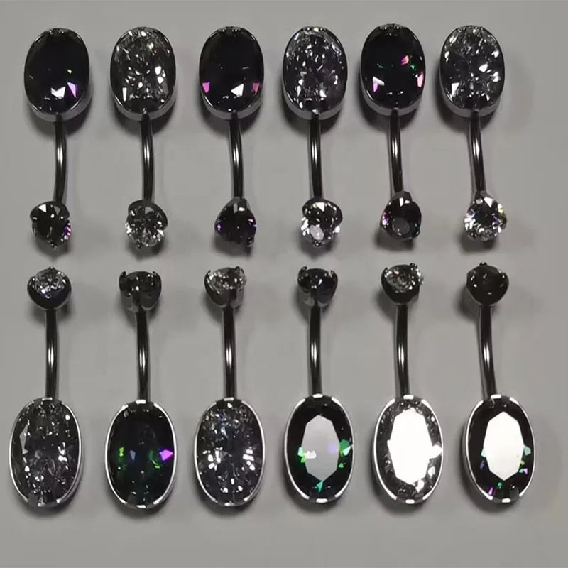 Fashion Wholesale Custom G23 Titanium Oval Zircon Children's Wedding Gift Navel Ring Stylish Barbell Body Jewelry Belly Pierc