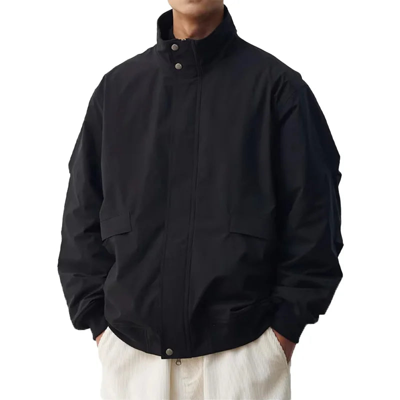 Hip Hop Men's Half Zipper Pullover Vintage 80% Down Loose Fit Coat Solid Color Winter Jacket Hood Waterproof Plus Size Nylon
