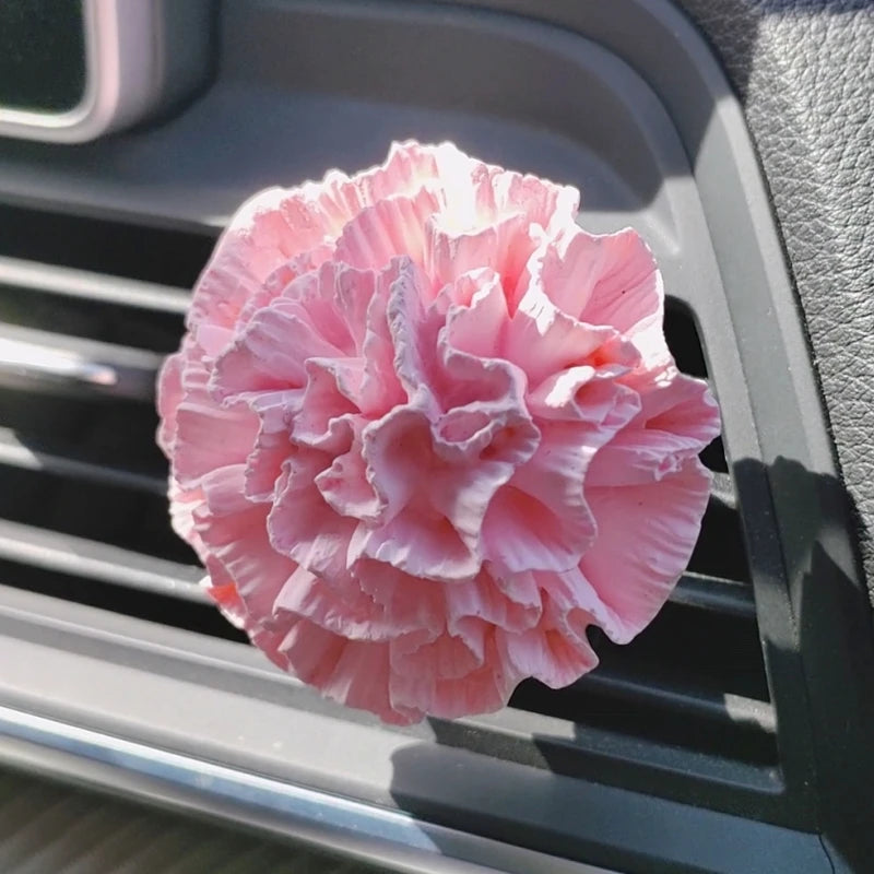Stocked Pink Carnation Scented Ceramic Aroma Plaster Car Vent Air Freshener Handmade Porcelain Flower Essential Oil Diffuser