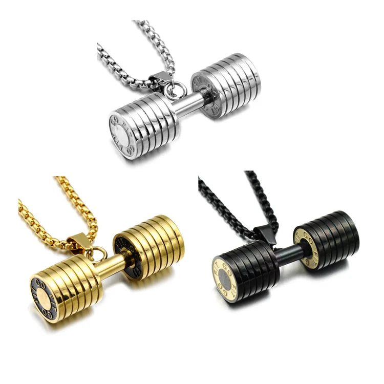 High Quality Gold Dumbbell Necklace Fine Gold Covered Fashion Jewelry Necklaces