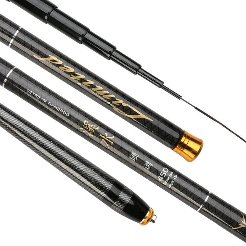Fresh Water Stream Pole River Hand Rod Carbon Fiber Telescopic Fishing Rod 4.5m for Lake Stream River Fishing