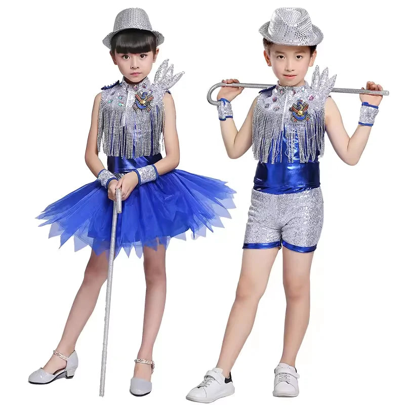 Children's Jazz Dance Performance Costume Sequin Boys Modern Dance Performance Costume