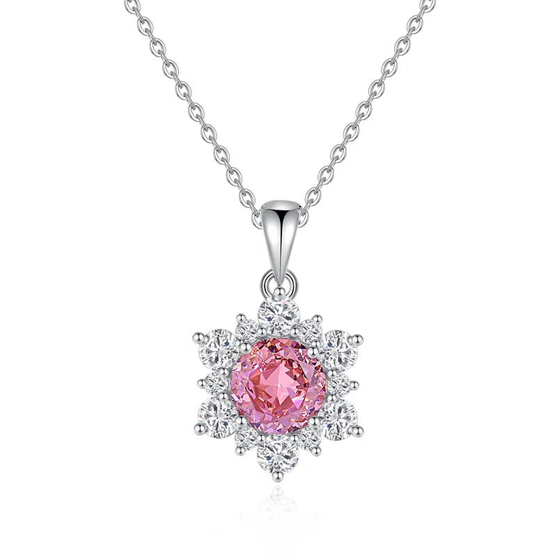 2024 New Arrival Dropshipping Fine Jewelry Flower Clavicle Chain 925 Sterling Silver Cubic Zirconia Snowflake Pendant Necklac