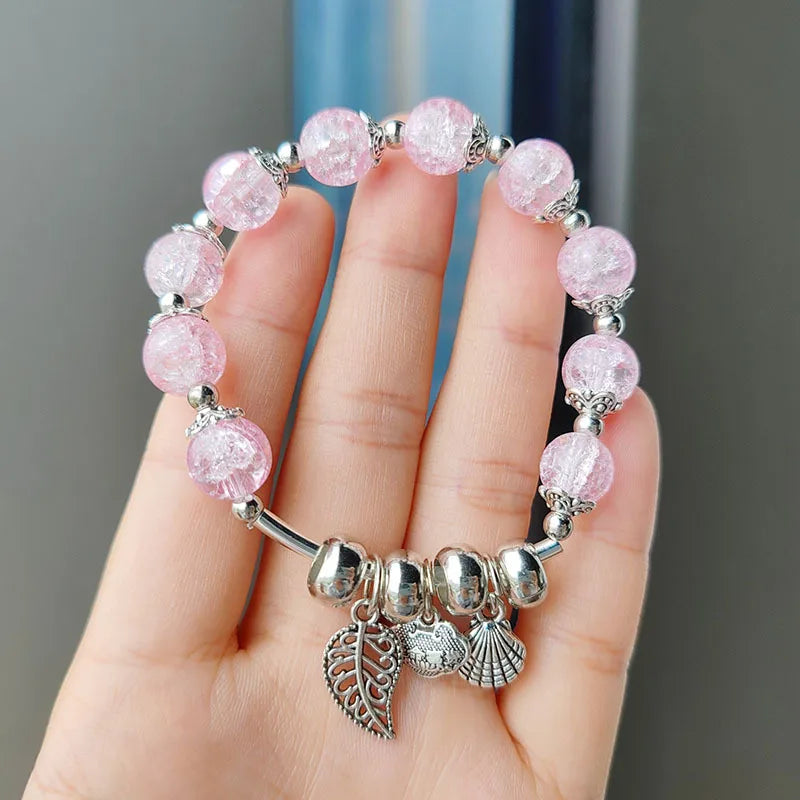 Korean Version of Pink Crystal Sun Flower Student Bracelet Female Daisy Bracelet