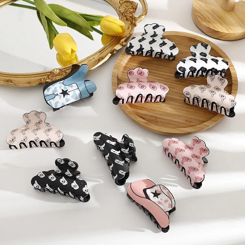 Plastic Colorful Large Fashion Girls Hair Accessories Back Decorative Claw Clips Elegant Geometric Hairclaw