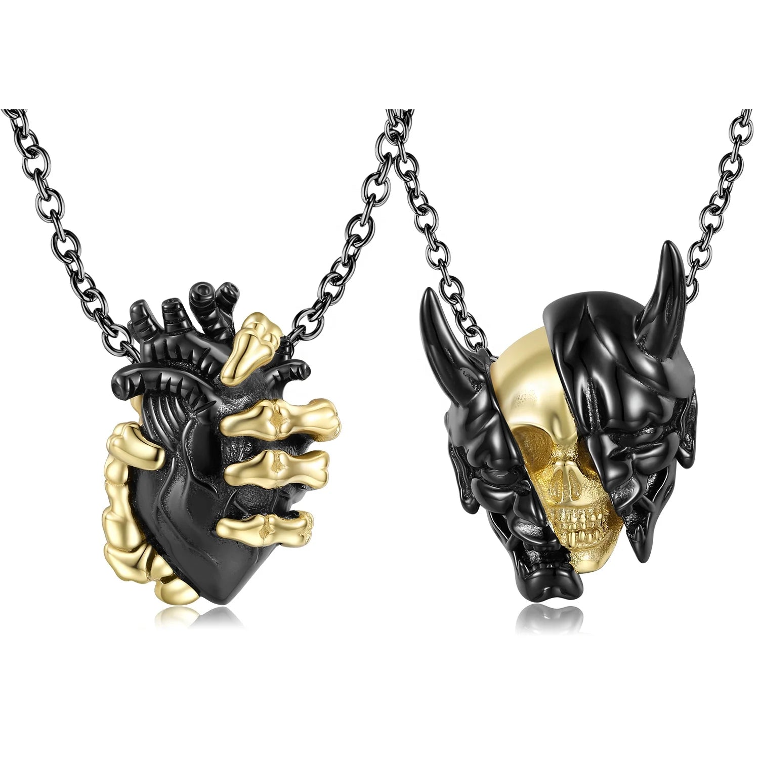 Heart Organ in Hand Pendant for Necklace 925 Sterling Silver the Two-Faced Skull Pendant Necklaces for Women Jewelry Wholesal