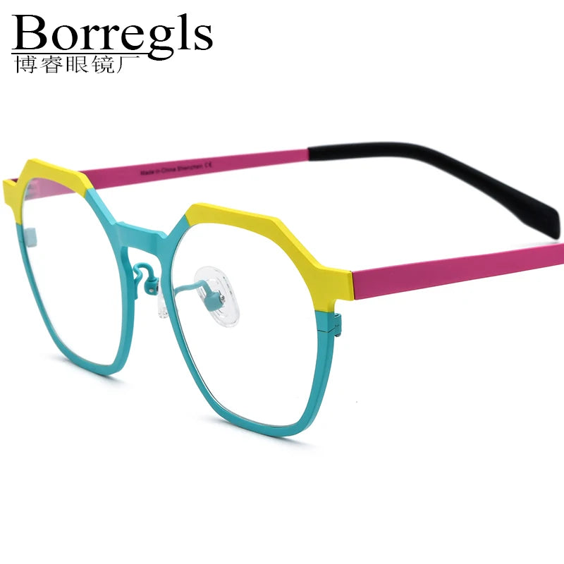 Borregls Colorful Titanium Glasses Frame Men 2025 New Brand Designer Square Eyeglasses Women High Quality Optical Eyewear 185