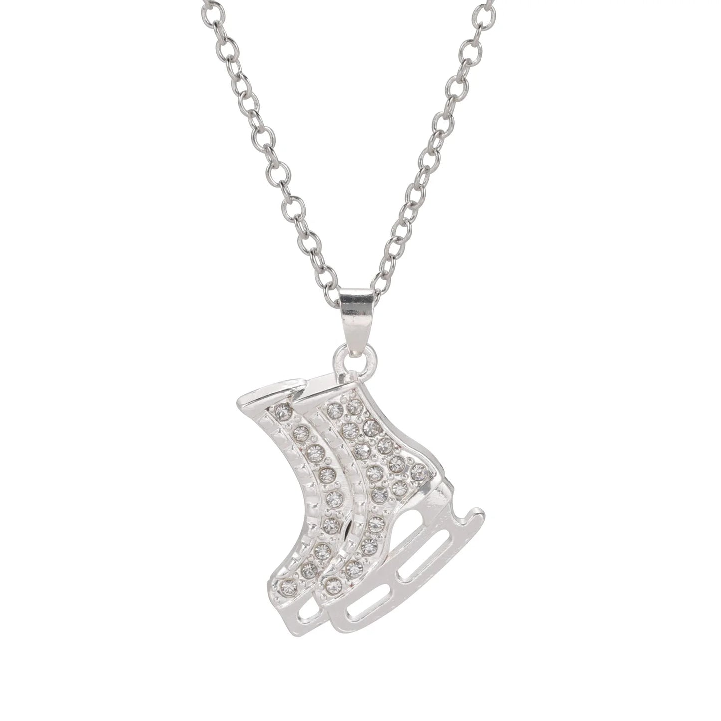 Ice Skate Shoe Necklace Roller Skating Chain Crystal Zircon Winter Sports Luxury Gift for Woman Man Kid Child Jewelry Wholesa