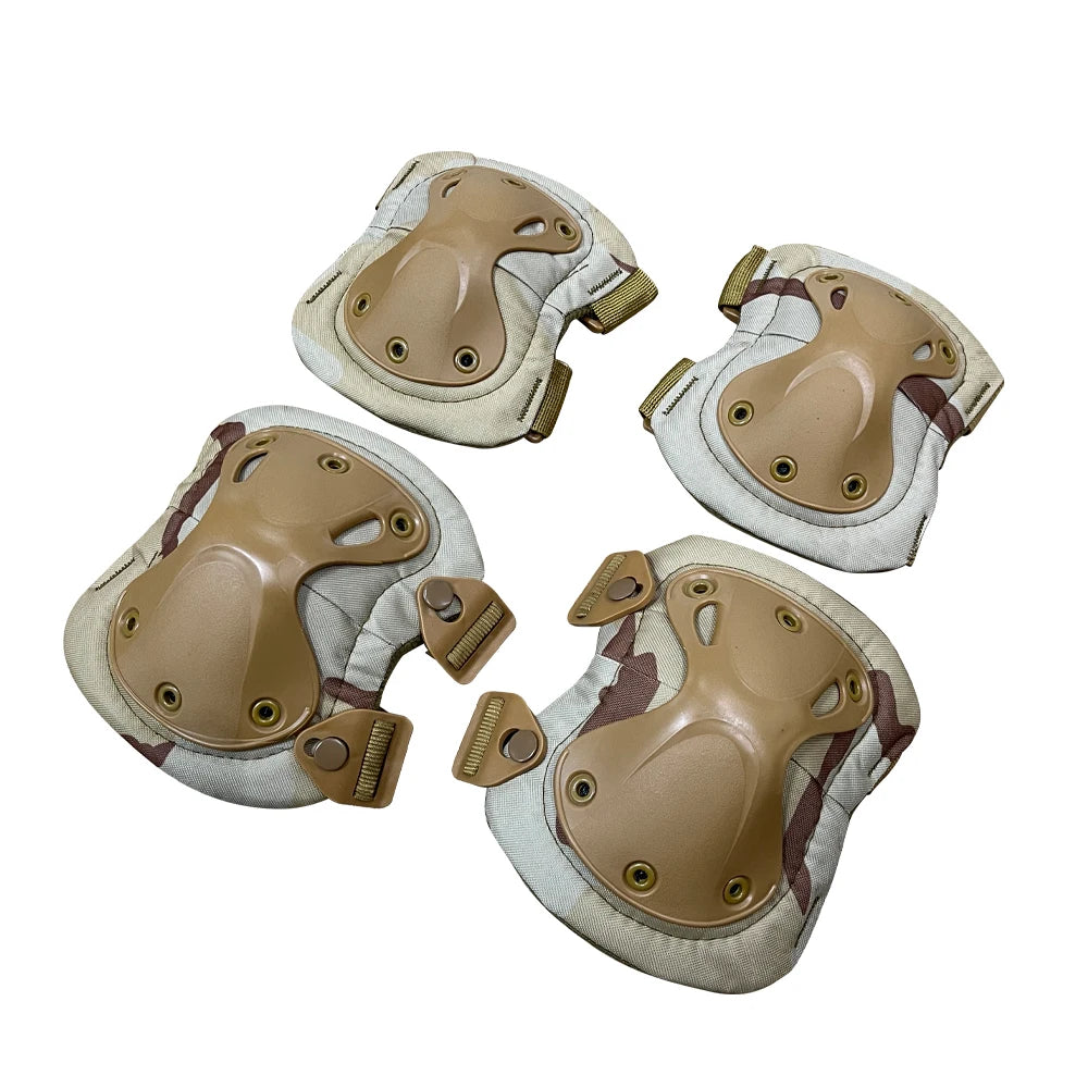 4-Piece One Size Thick Flexible Adjustable Outdoor Cycling Hunting Elbow Knee Pads Basic Protection 600D Polyester Cotton EVA