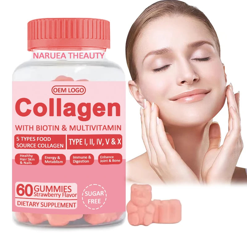 Gummies Supplement Customized Collagen Vitamin Biotin Skin Whitening Gummies for Adults Beauty Skin Hair Nails Antioxidant St