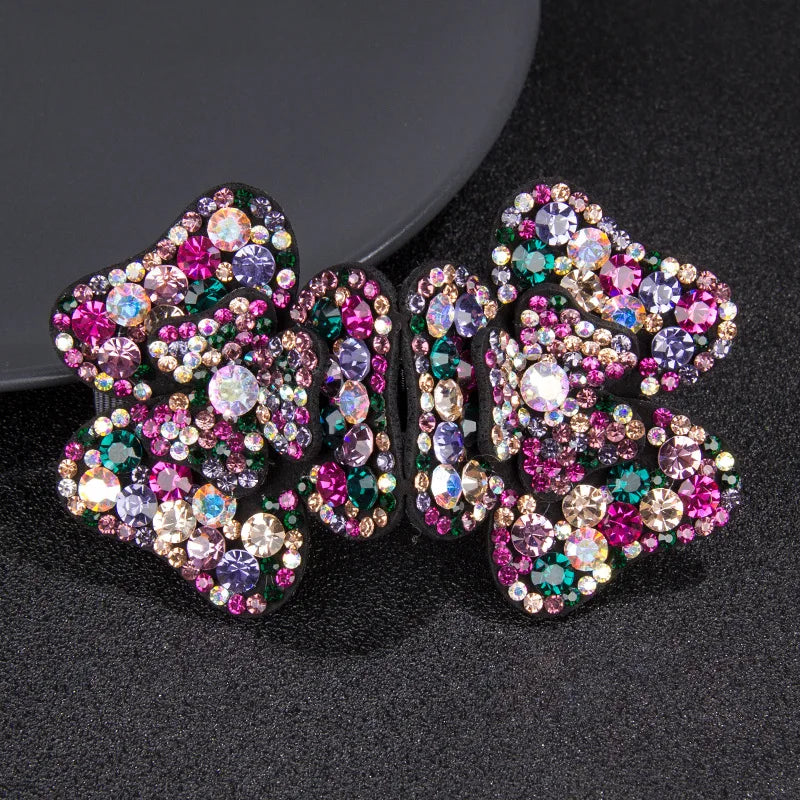 HX-248 Rhinestone Double Flower Hair Clip Crystal Peals Combs Female Elegant Beaded Hairgrip Handmade Fashion Hair Accessorie