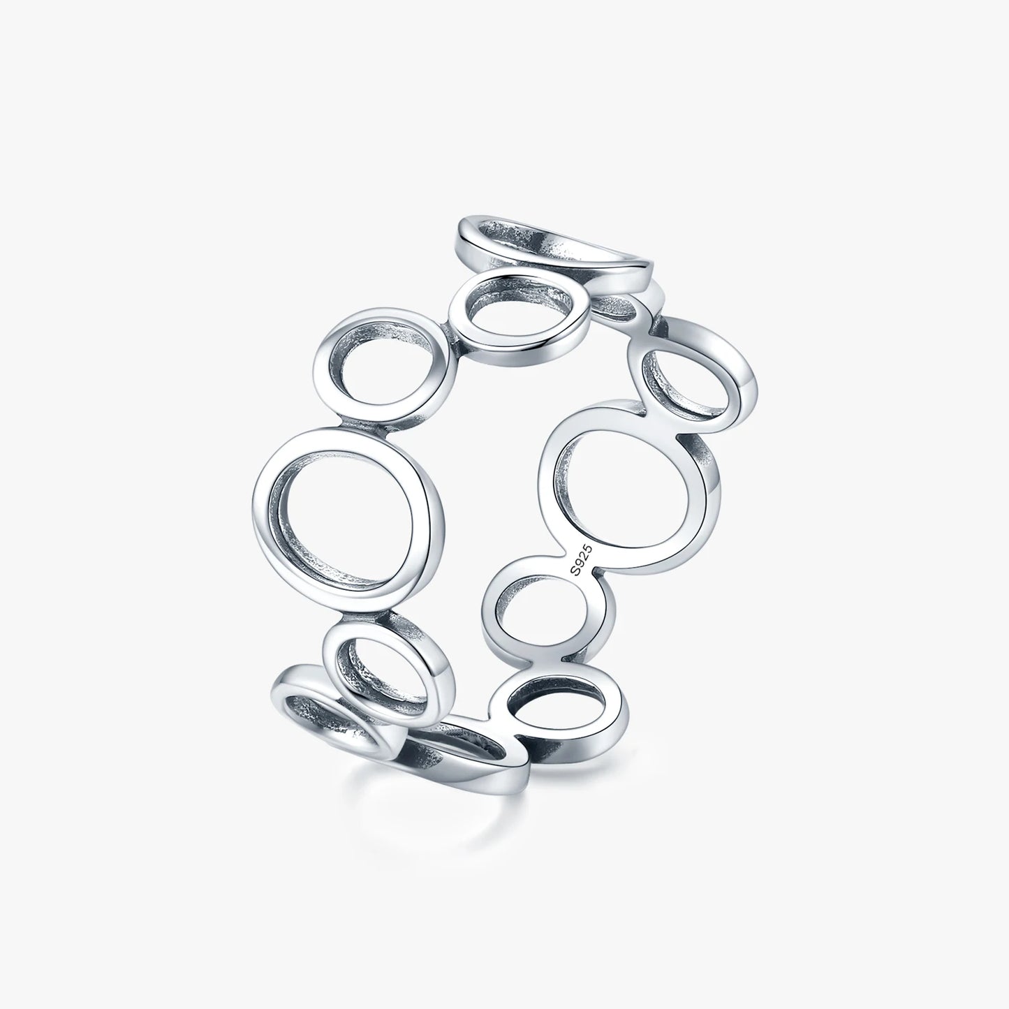 2021 Real 925 Sterling Silver Irregular Round Finger Ring Fashion Party Accessories for Women Fine Statement Jewelry Gift