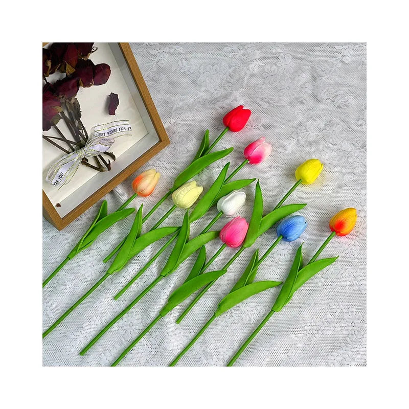 Tulip Imitation Flower Mini Pu Tulip Fake Flower Wedding Party Home Table Decoration Ornaments Cross-border Wholesale