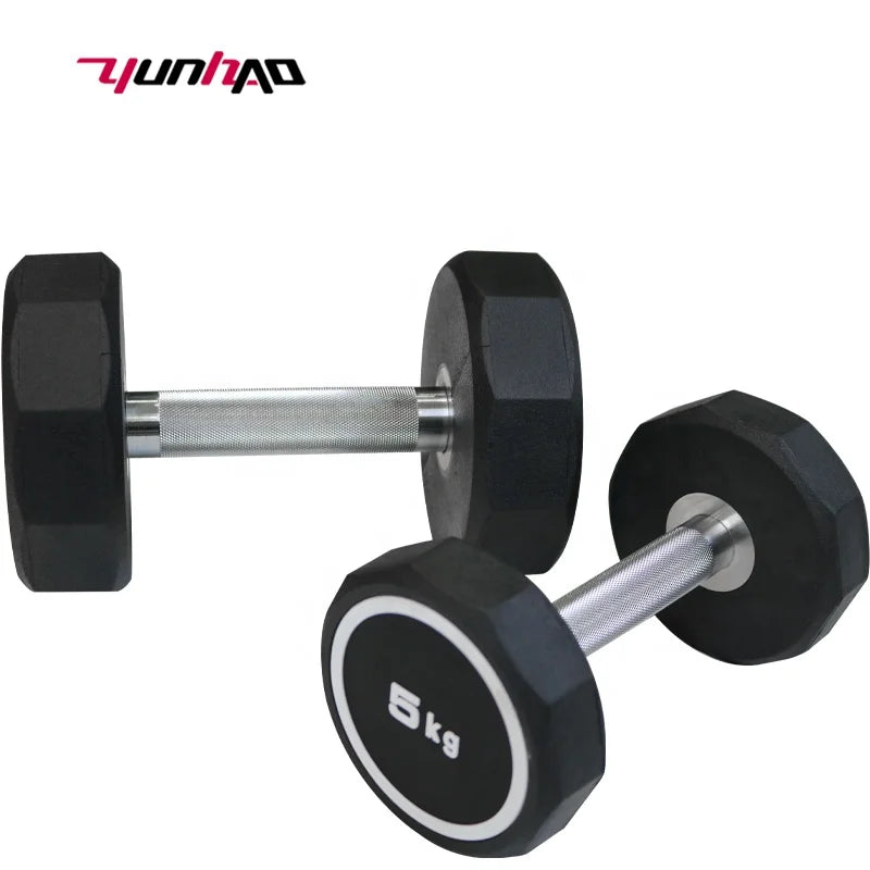Yuncheng Factory Direct Custom Logo 10 Edges Dumbbells PEV Dumbbell Weightlifting Set