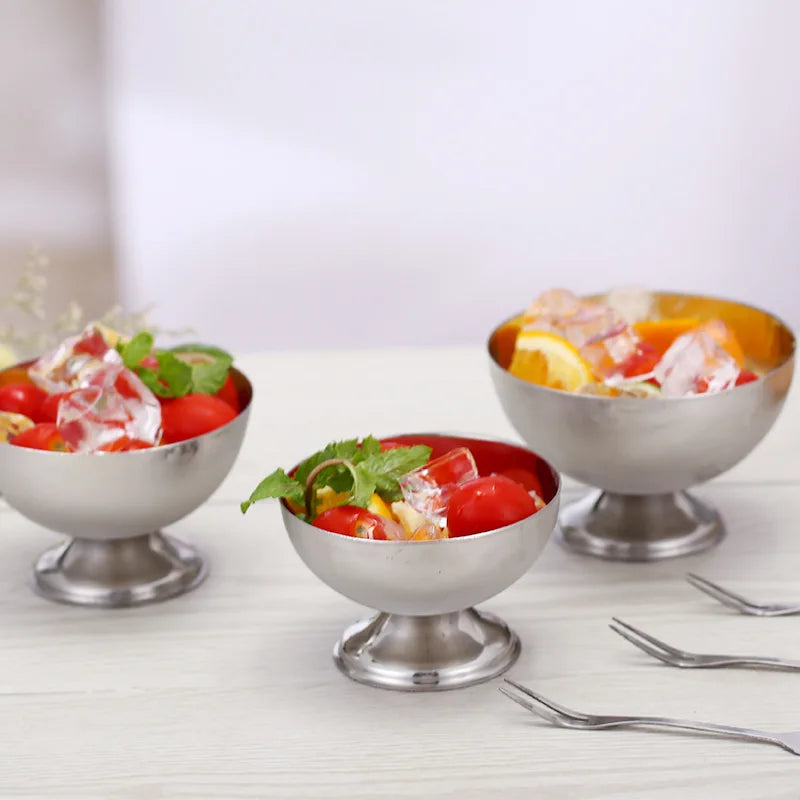 Stainless Steel Glass Ice Cream Bowl Metal Pudding Cups Salad Dessert Holder DIY Ice Cream Parfait Snack Fruit Candy Containe