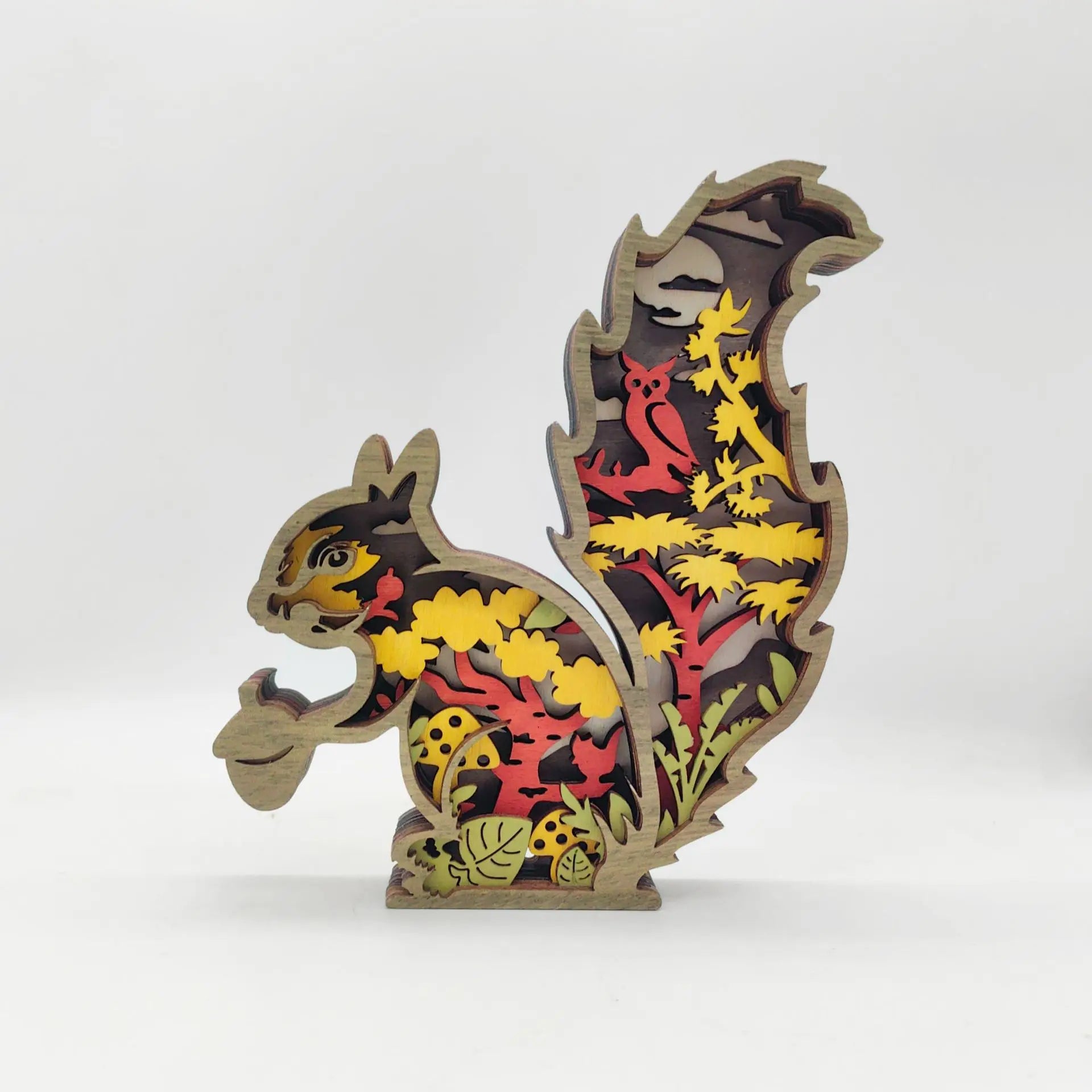 2024 Hot Sale Forest Animal Ornaments Crafts  Diy 3d Hand Carved Office Table Decoration Wedding Decoration for Kids