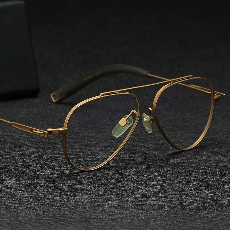 Double Bridge Lens Eyeglasses for Men Vintage Pure Titanium Optical Frames Imported Spectacles Comfortable Double Bridge Desi