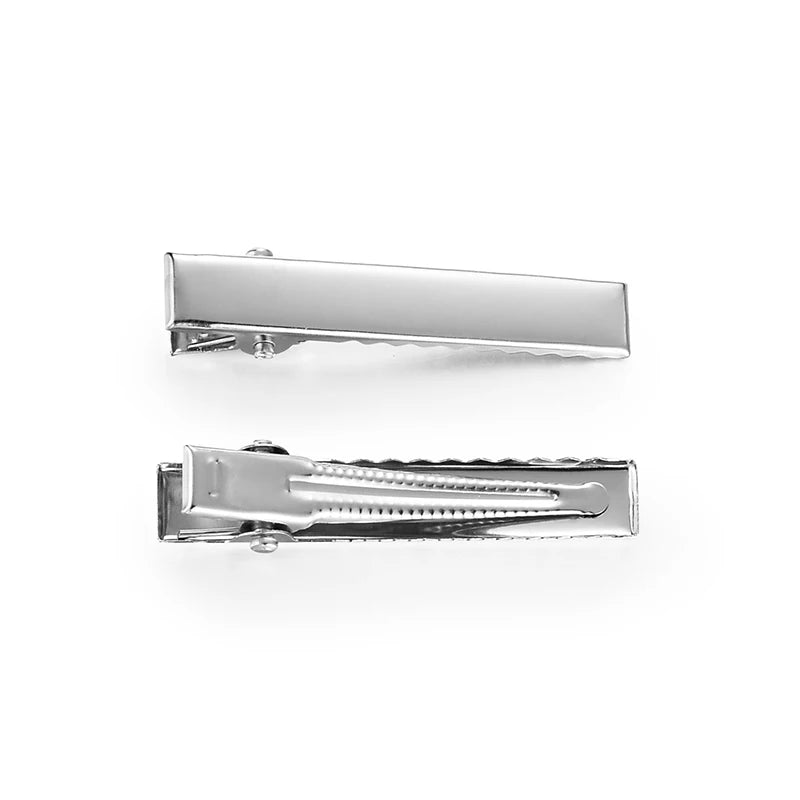 Daili Wholesale 4.6CM Metal Alligator Hair Clips Vintage Style Flat DIY Hair Accessories with Custom Carton Packaging