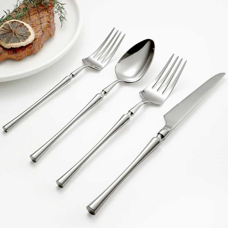 2026 New Products 304 SUS Wedding Spoons Fork Knife  Mirror Luxury Flatware Set Silverware